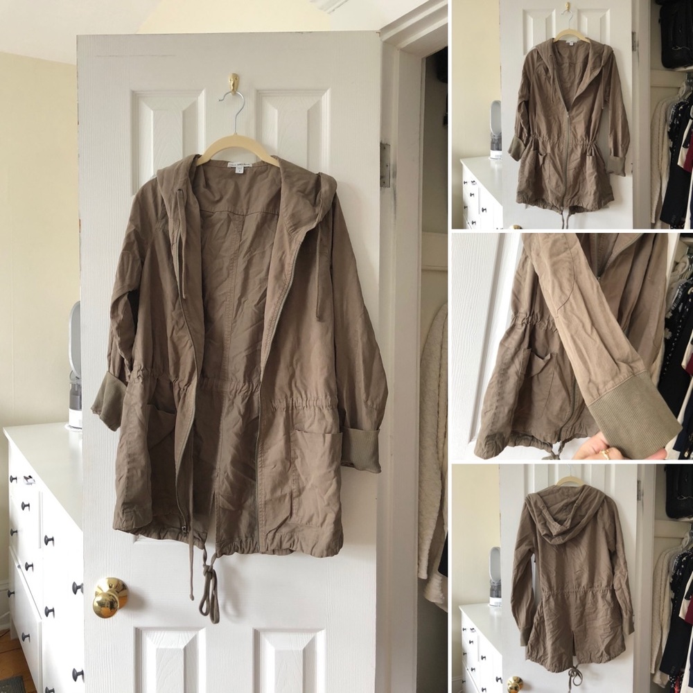 James Perse Twill Drawstring Hooded Parka